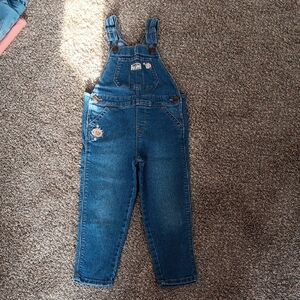 OshKosh B'gosh Classic Blue Overalls With Floral Accents
